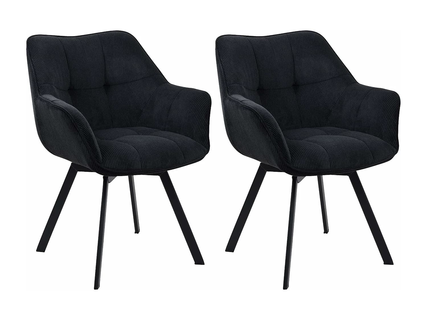 Lot de 2 chaises avec accoudoirs - Cordon - Noir - Jordi