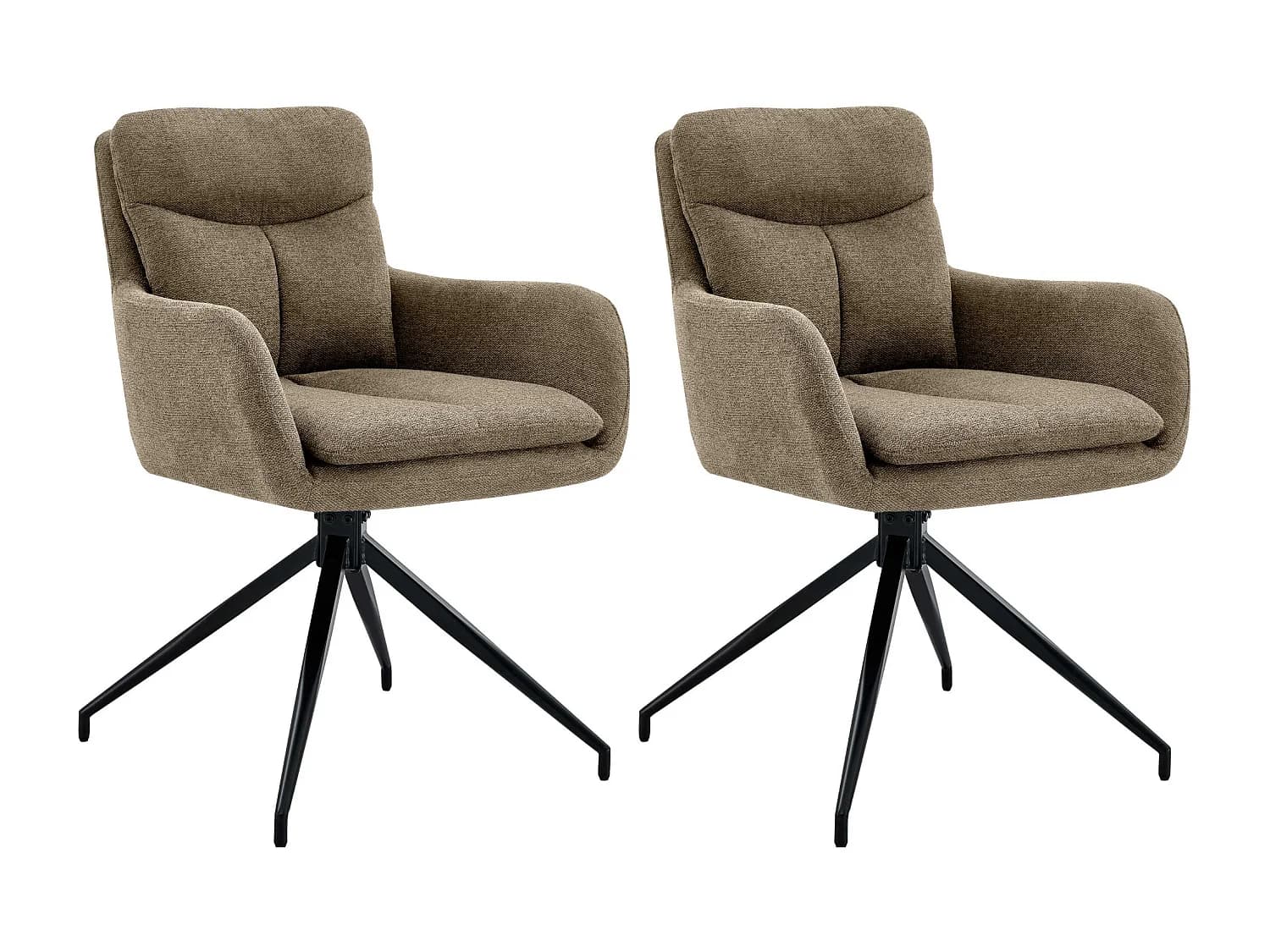 Lot de 2 chaise salle à manger - Tissu - Marron - Somers