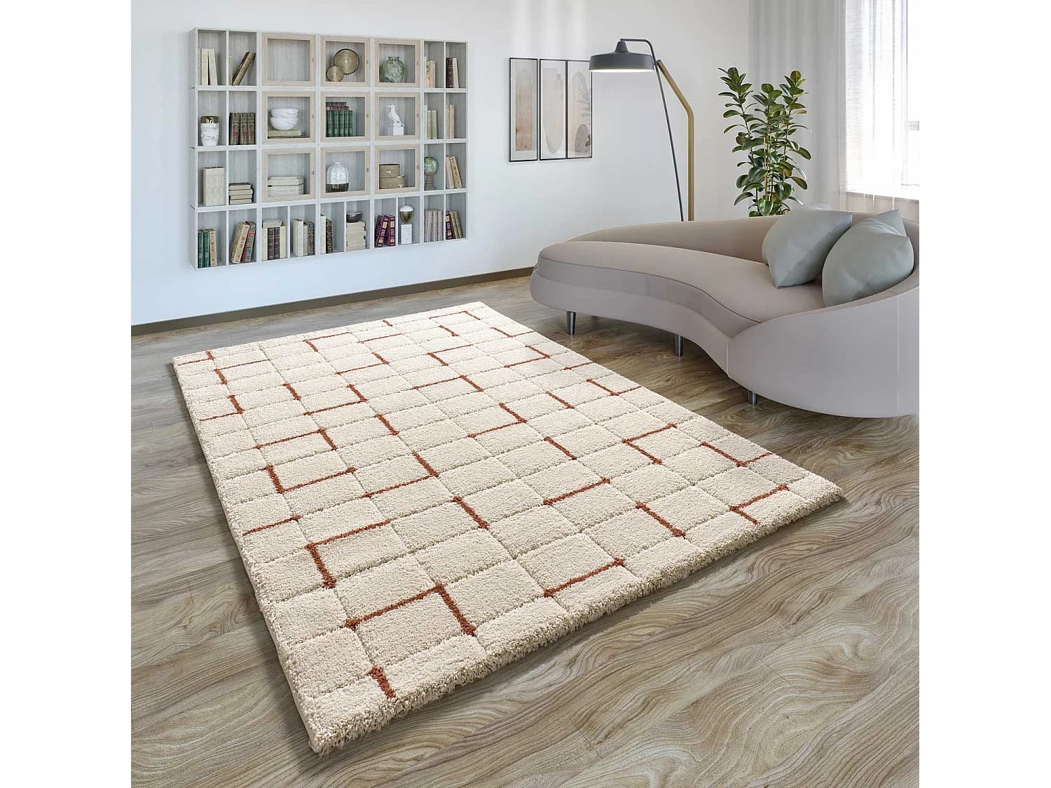 Tapis intérieur - shaggy géométrique - rouille - 200 x 290 cm - BRENDA
