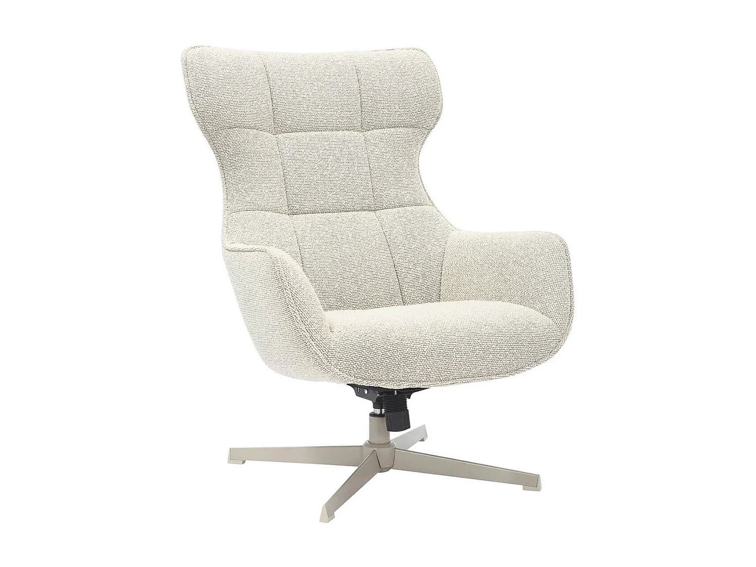 BALTASAR - Fauteuil Pivotant Tissu Bouclette Chiné Beige Clair