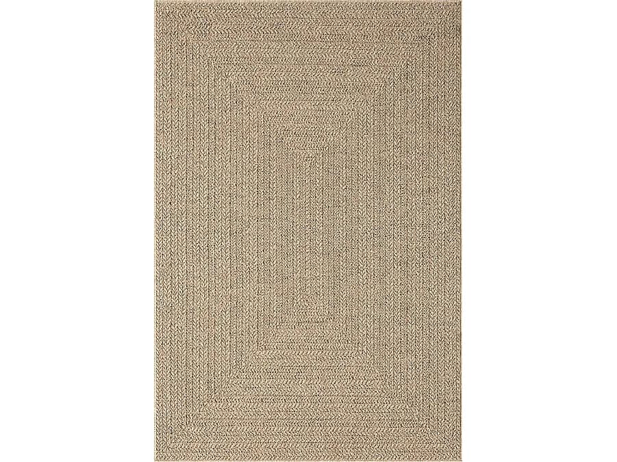 Tapis Kansas intérieur extérieur jute optique uni résistant intempéries terrasse - Nature - 240 x 340 cm