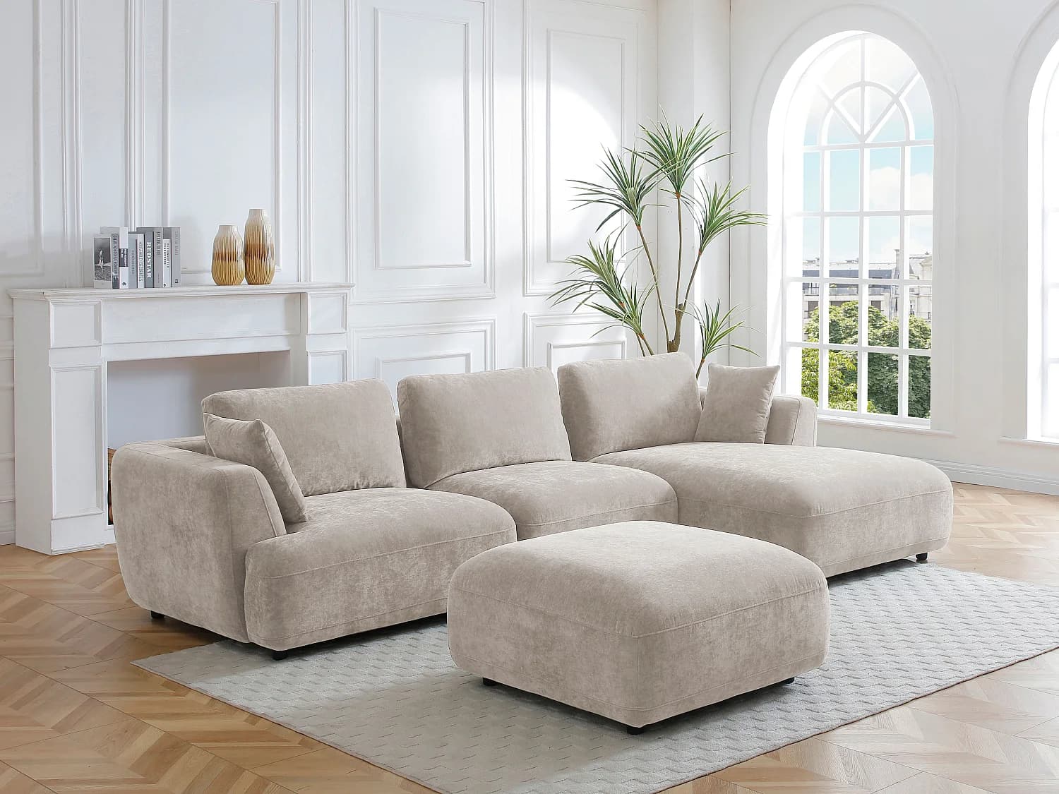 Pouf en tissu beige TINDRALO