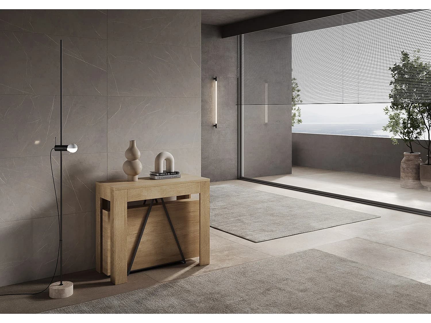 Console extensible 90x42/302 cm Scicca Chêne Nature