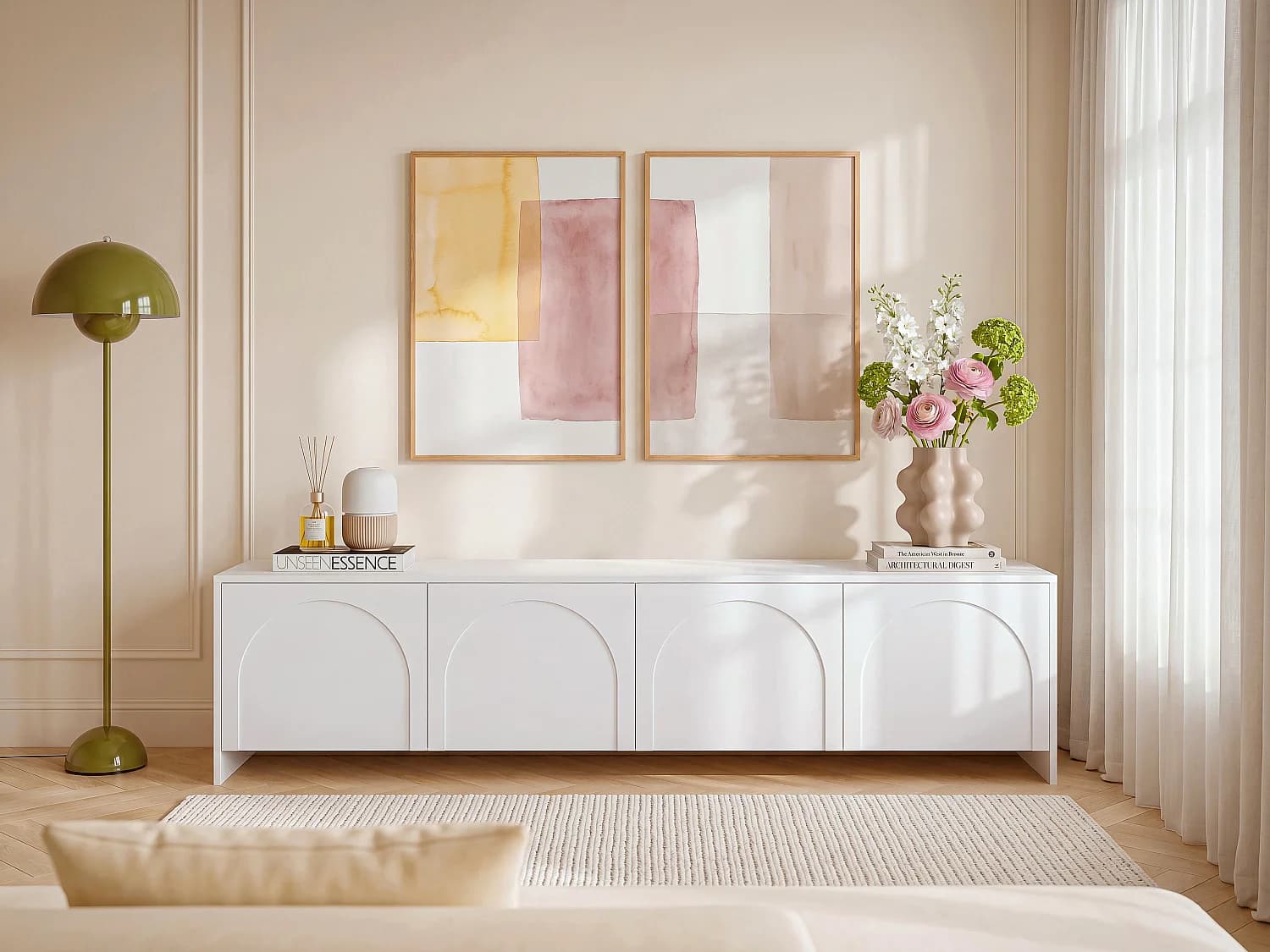 Meuble TV avec 4 portes - Blanc - NALYRA de Maison Céphy