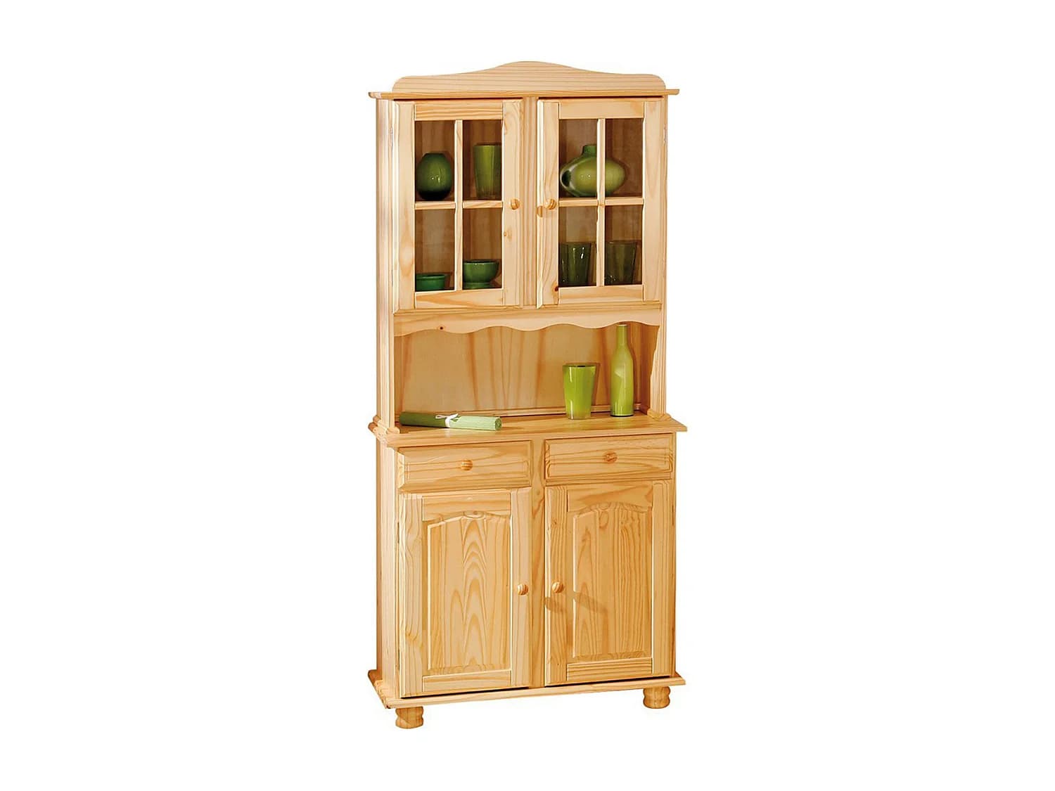 Bahut Vaisselier Vernis Naturel, Dim : 43 x 88 x 198 cm
