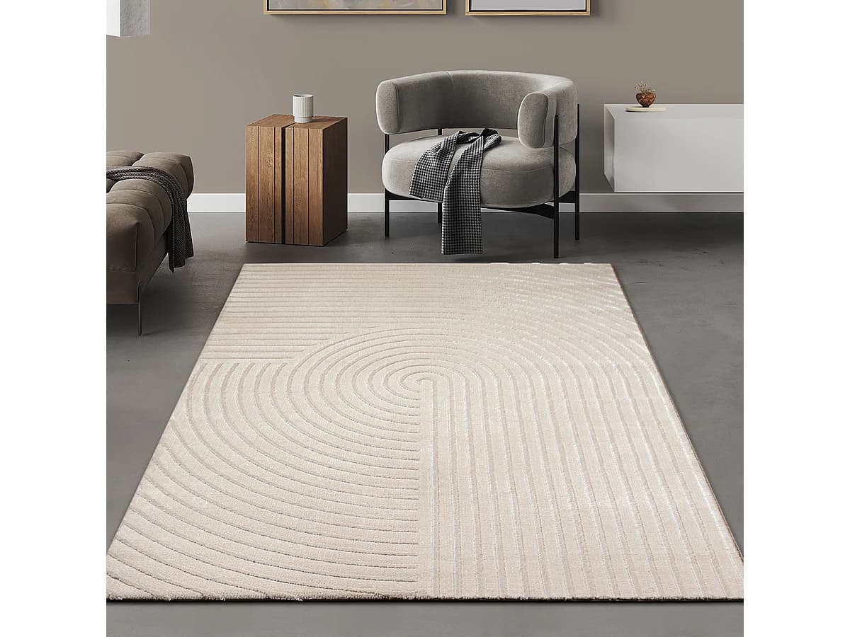 Tapis Knight 3D brillants moderne, Beige, 240 x 340 cm