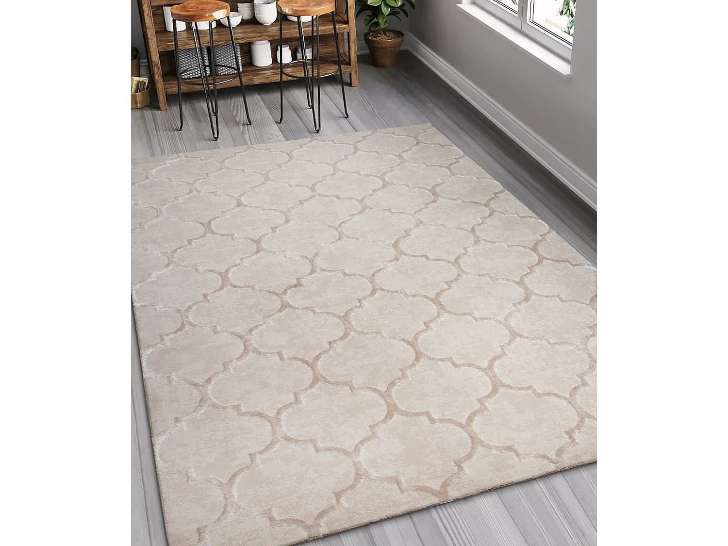 Tapis Knight 3D brillants marocain design, Beige, 240 x 340 cm