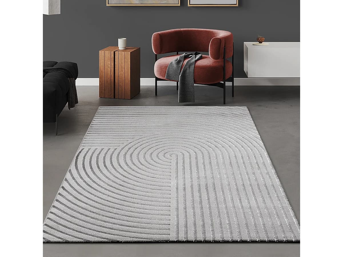 Tapis Knight 3D brillants moderne, Gris, 240 x 340 cm