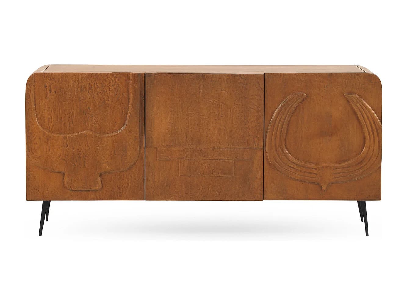 Buffet 3 portes couleur miel en bois massif de manguier