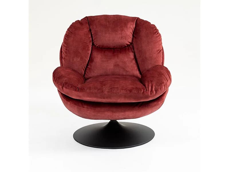 Fauteuil pivotant en velours bordeaux