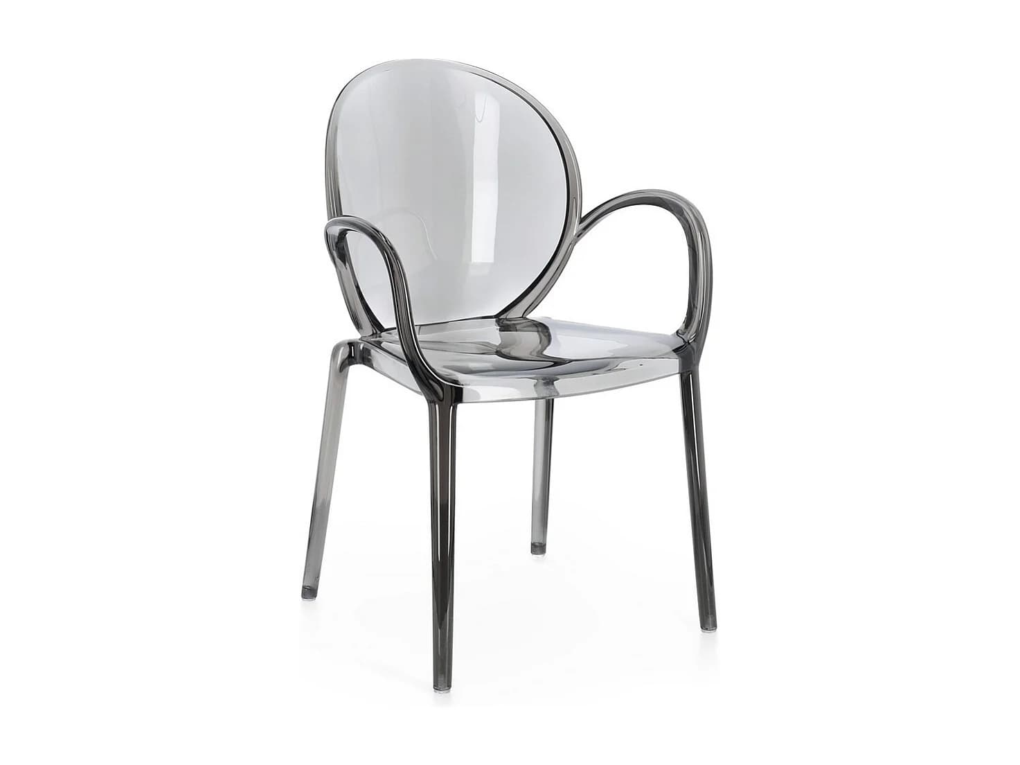 Lot de 4 chaises empilables en polycarbonate transparent fumé - CAMILLA