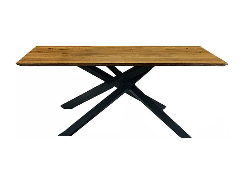 Table en chêne massif noueux, pieds en métal noir, 160x90 cm - PARIOLI