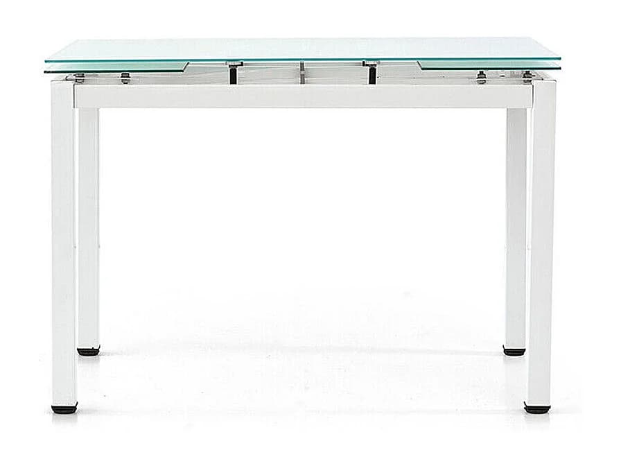 Table en métal blanc et plateau extensible en verre blanc 110x70cm - RAPALLO