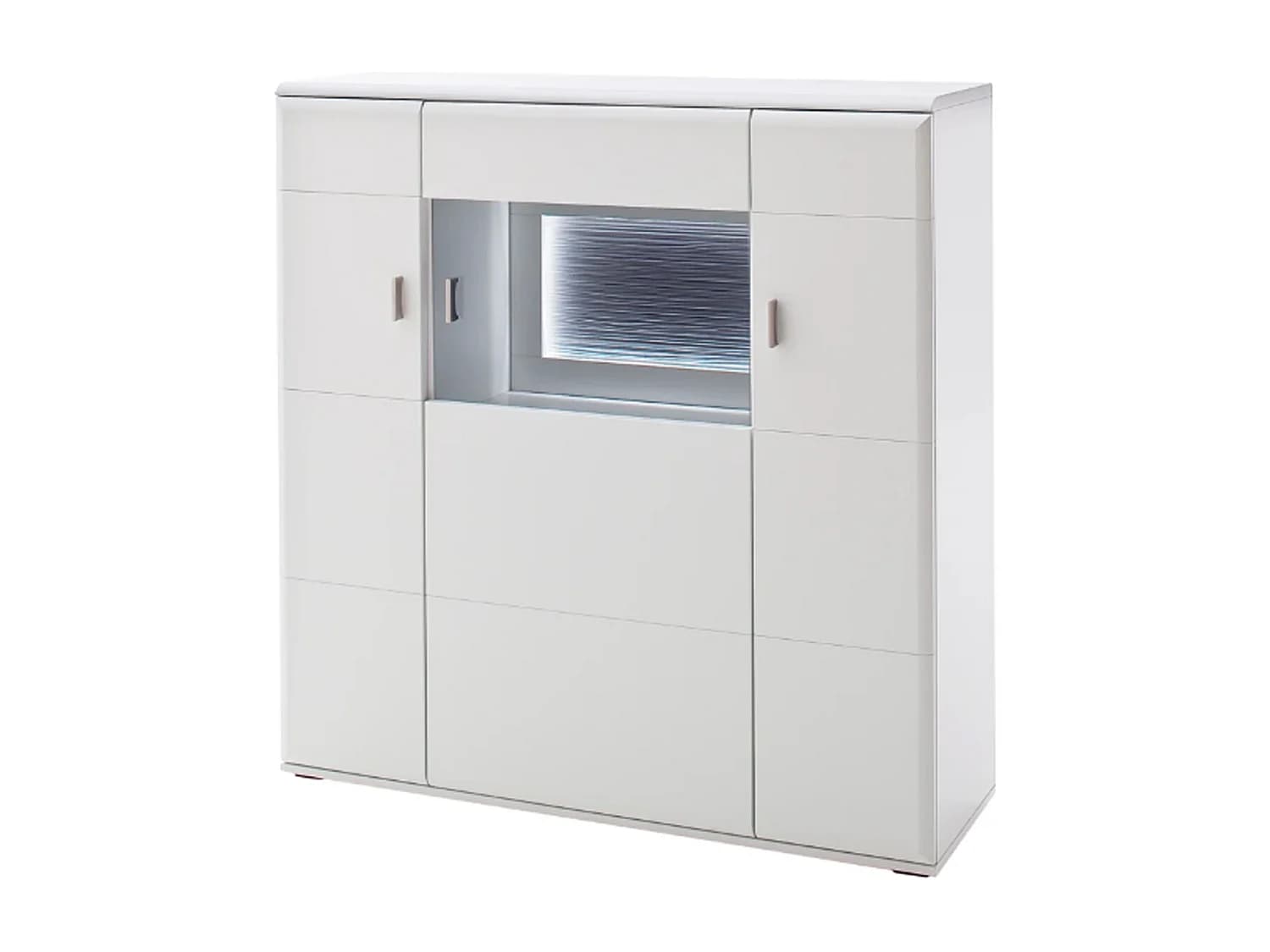 Buffet / Vaisselier en bois coloris blanc mat - L.120 x H.124 x P.38 cm
