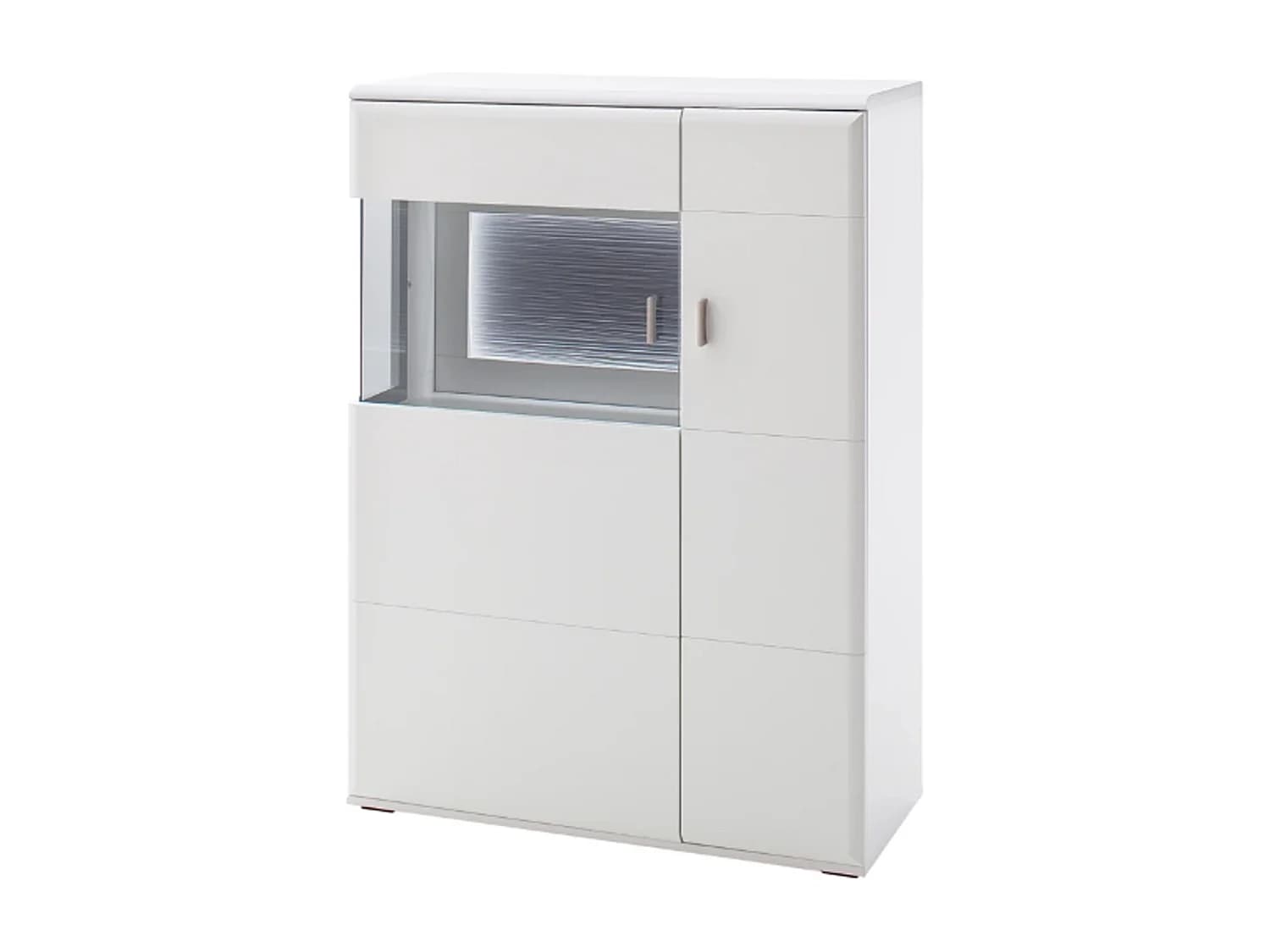 Buffet / Vaisselier en bois coloris blanc mat - L.90 x H.124 x P.38 cm