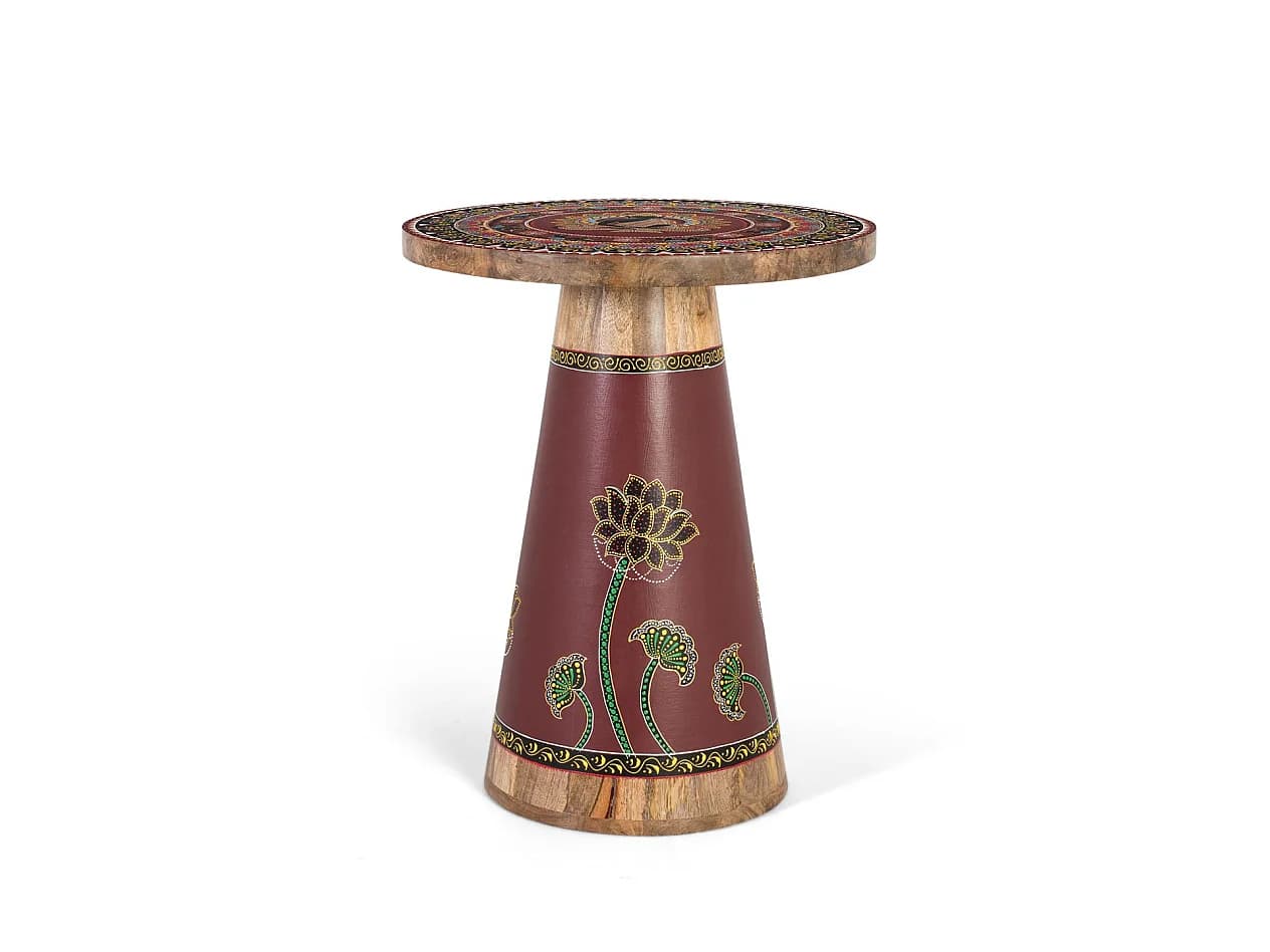 Tables basses en bois de manguier 46 cm, style ethnique artisanal - 56 x 46 x 46 cm