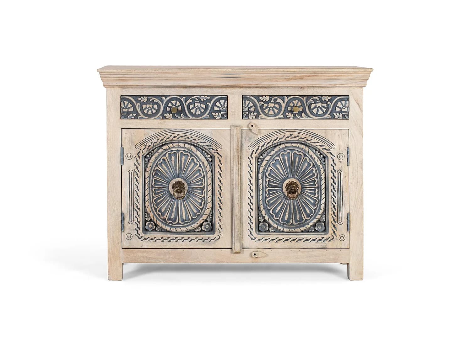 Buffet en bois de manguier de style méditerranéen moderne - 90 x 116 x 40
