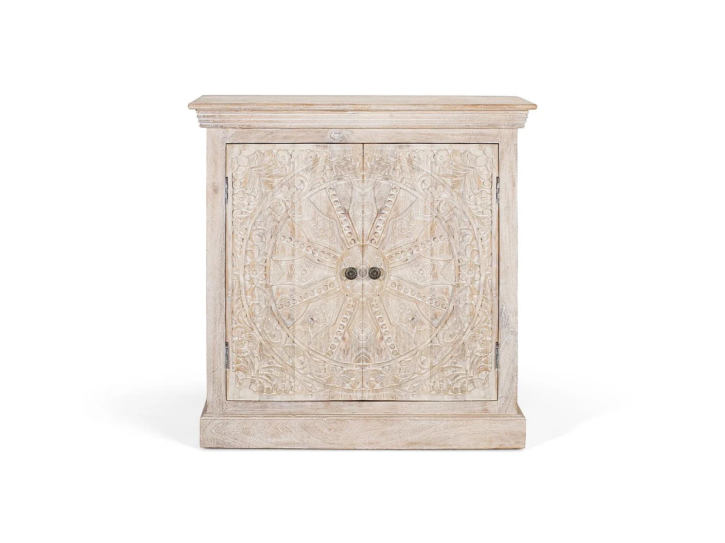 Buffet en bois de manguier, style ethnique colonial, sculpté - 90 x 90 x 40