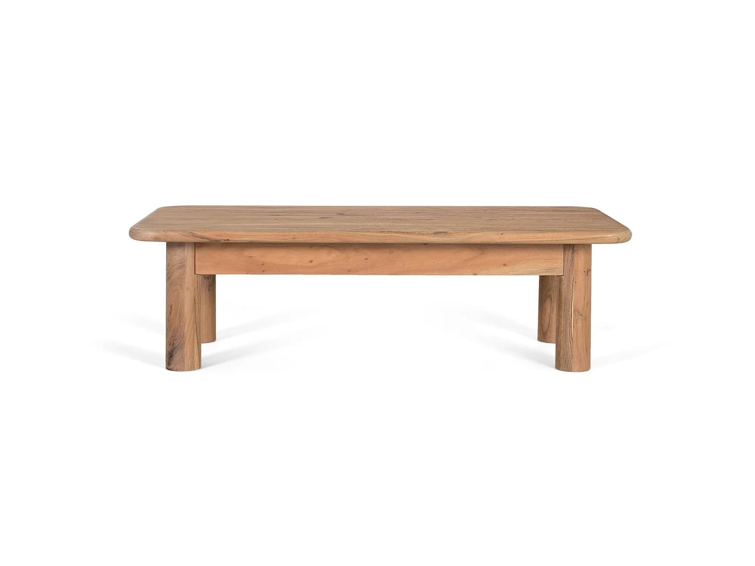 Tables basses en bois d'acacia 140 cm, style rustique moderne - 40 x 140 x 70 cm