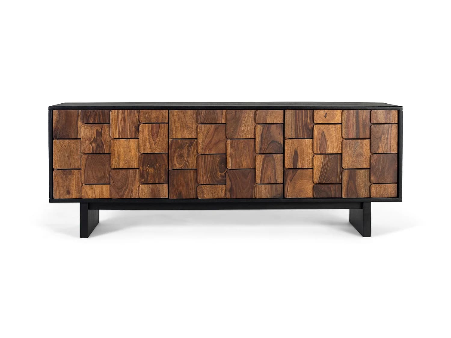 Meuble TV en bois de manguier 160 cm, style ethnique rustique moderne - 61 x 160 x 40 cm