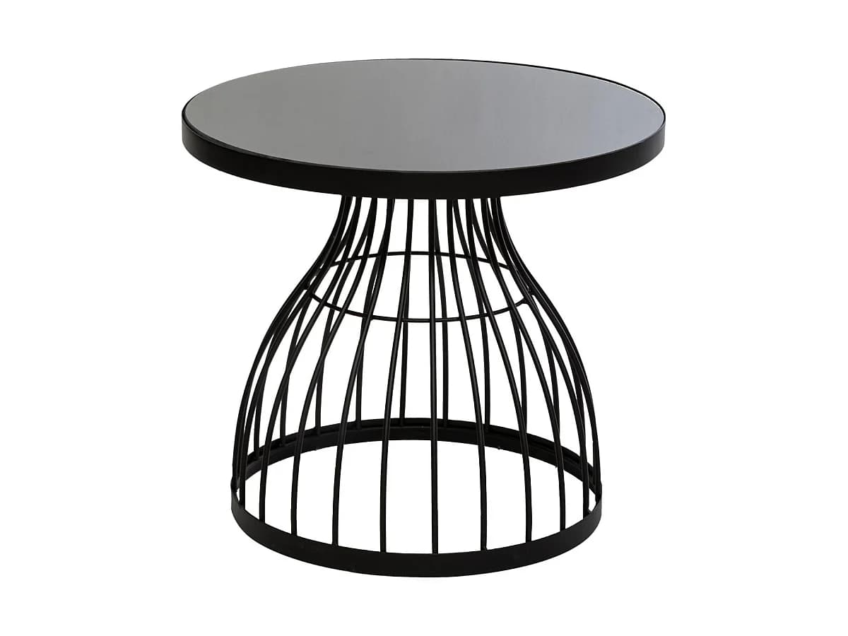 Table d' appoint en Verre trempé et Métal Noir