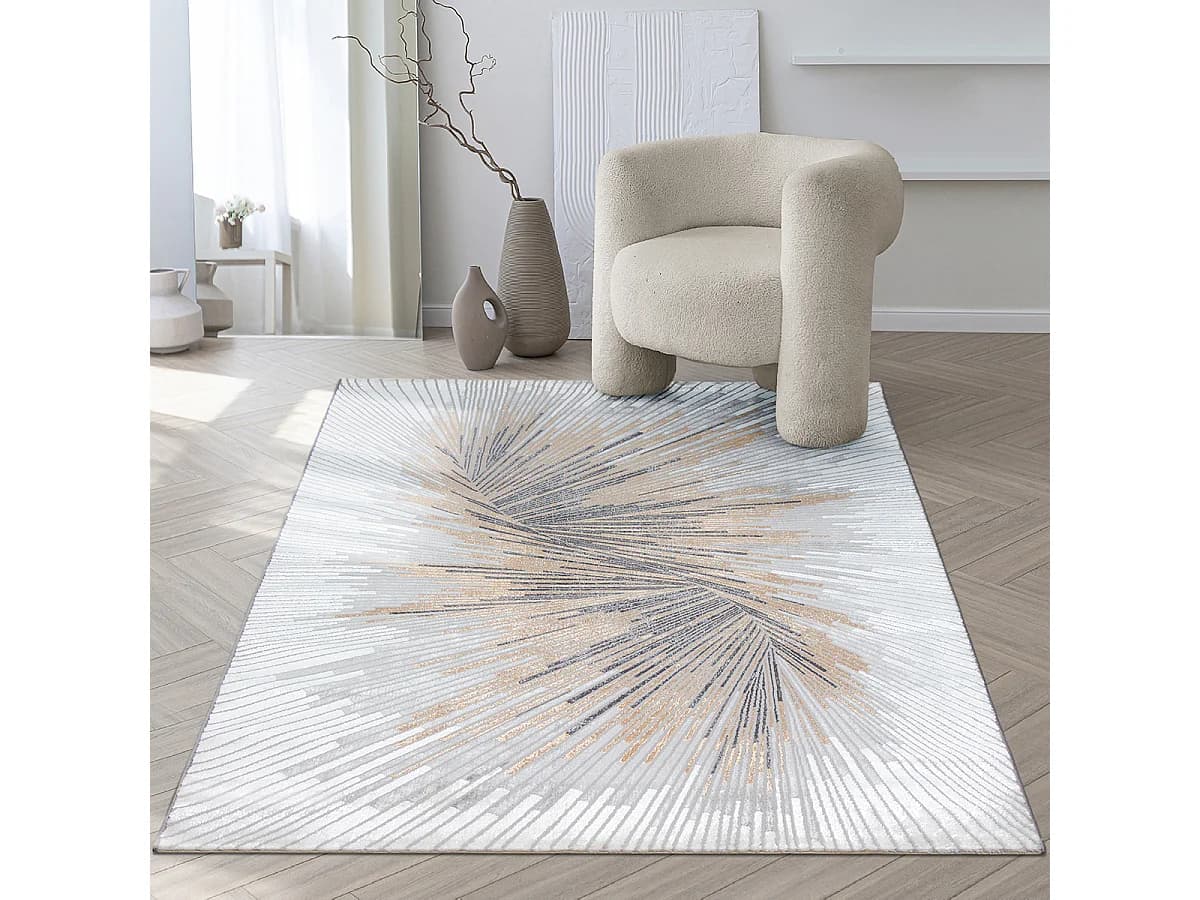Tapis Mila brillant, abstrait design, Gris, 240 x 340 cm