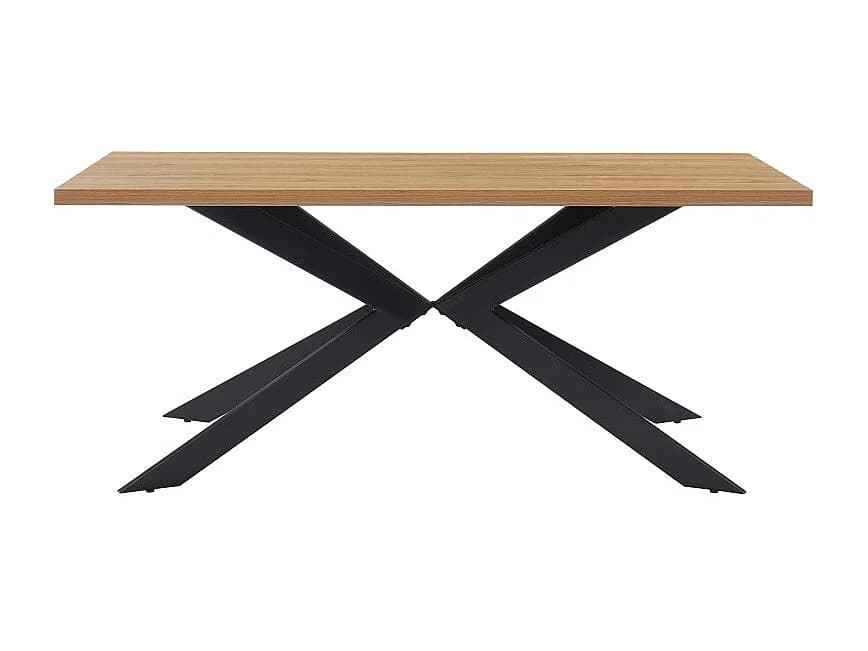 Table à manger FELIX effet chêne et métal noir pieds en x 180cm