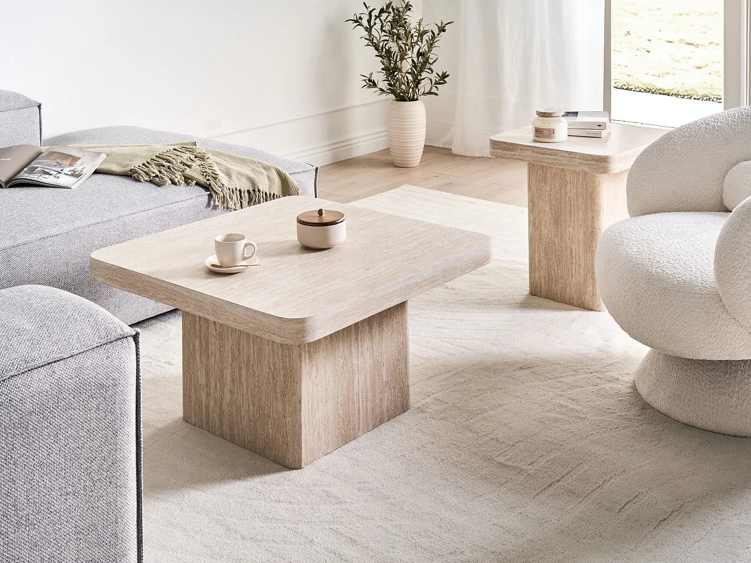 Table basse DUSON Effet travertin