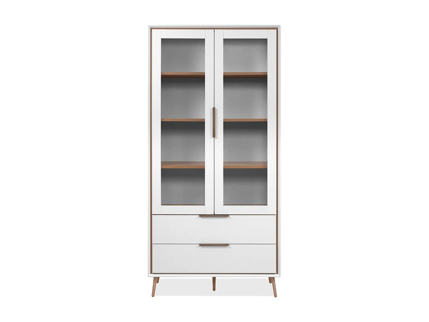Buffet haut 2 portes vitrées, 2 tiroirs, 6 étagères à l'intérieur L90cm - ARONA