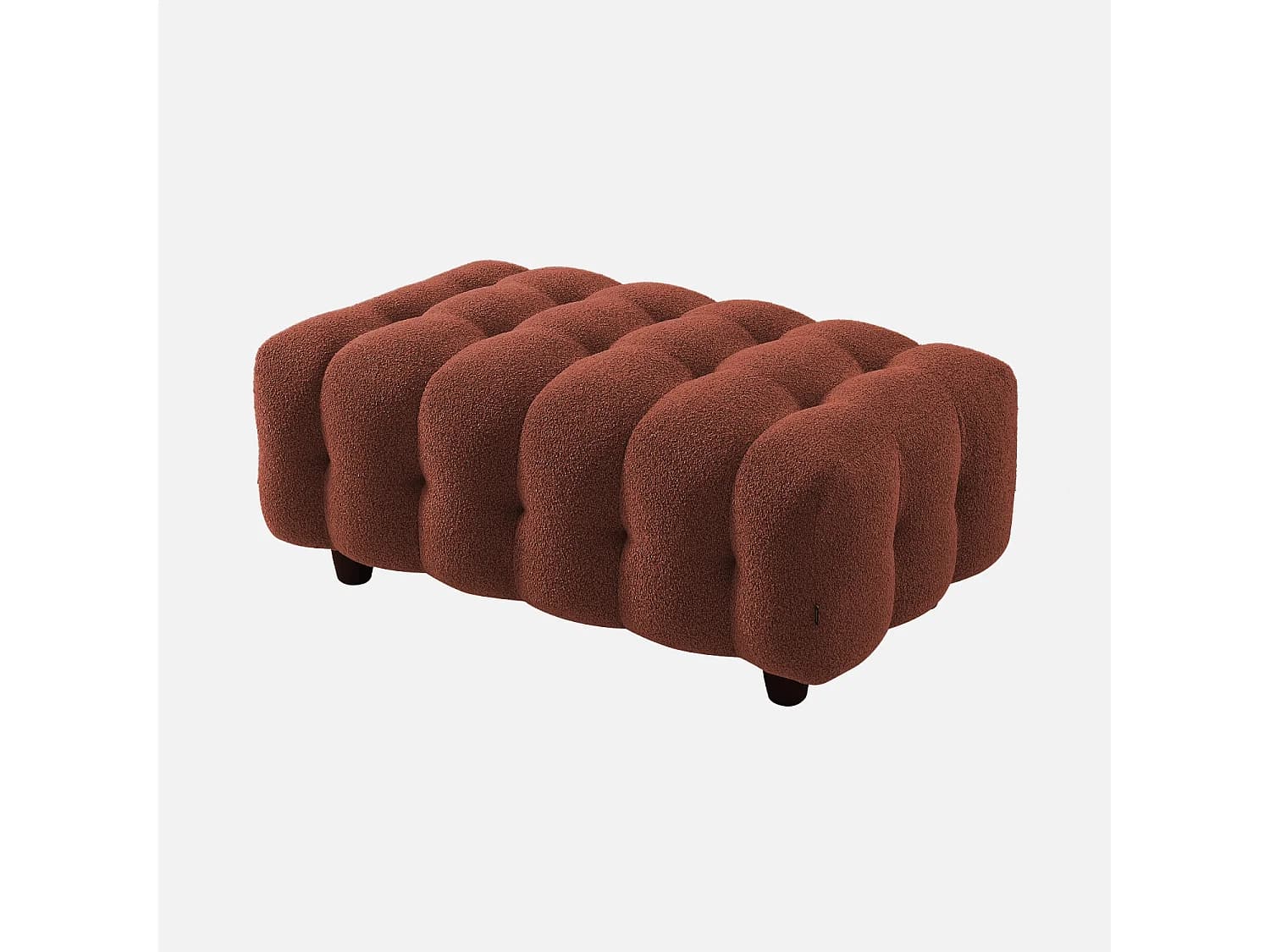 Pouf. module pour canapé. repose-pieds pour canapé d'angle 3 places en bouclette texturée terracotta L 115 x P 70 x H 48cm - Leon