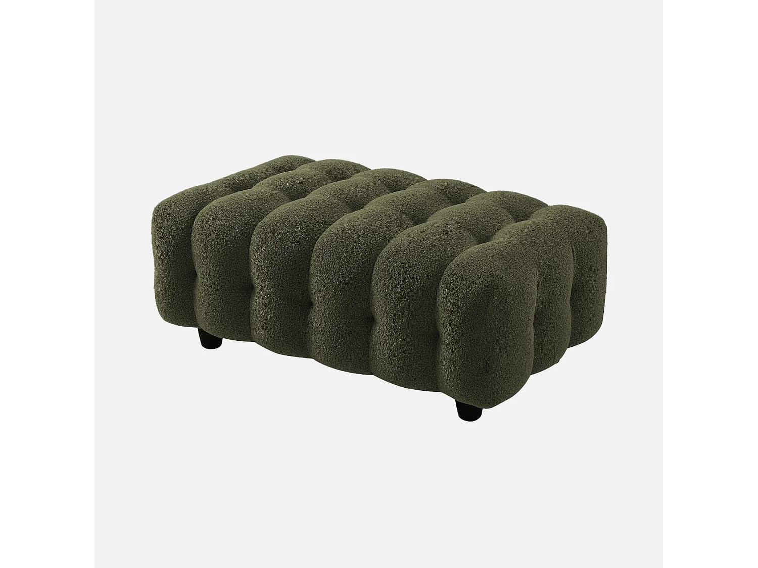 Pouf. module pour canapé. repose-pieds pour canapé d'angle 3 places en bouclette texturée kaki L 115 x P 70 x H 48cm - Leon