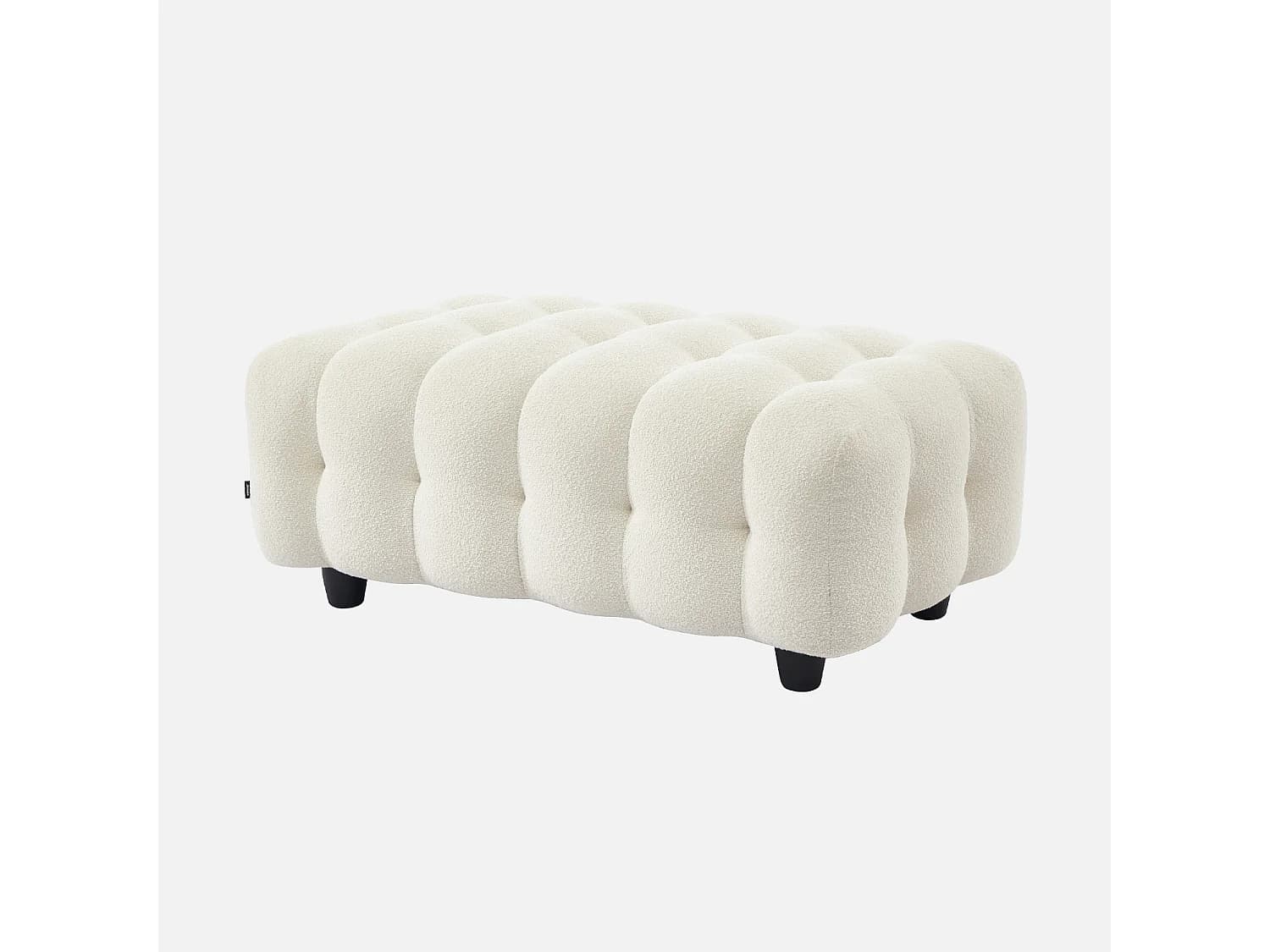 Pouf. module pour canapé. repose-pieds pour canapé d'angle 3 places en bouclette texturée crème L 115 x P 70 x H 48cm - Leon
