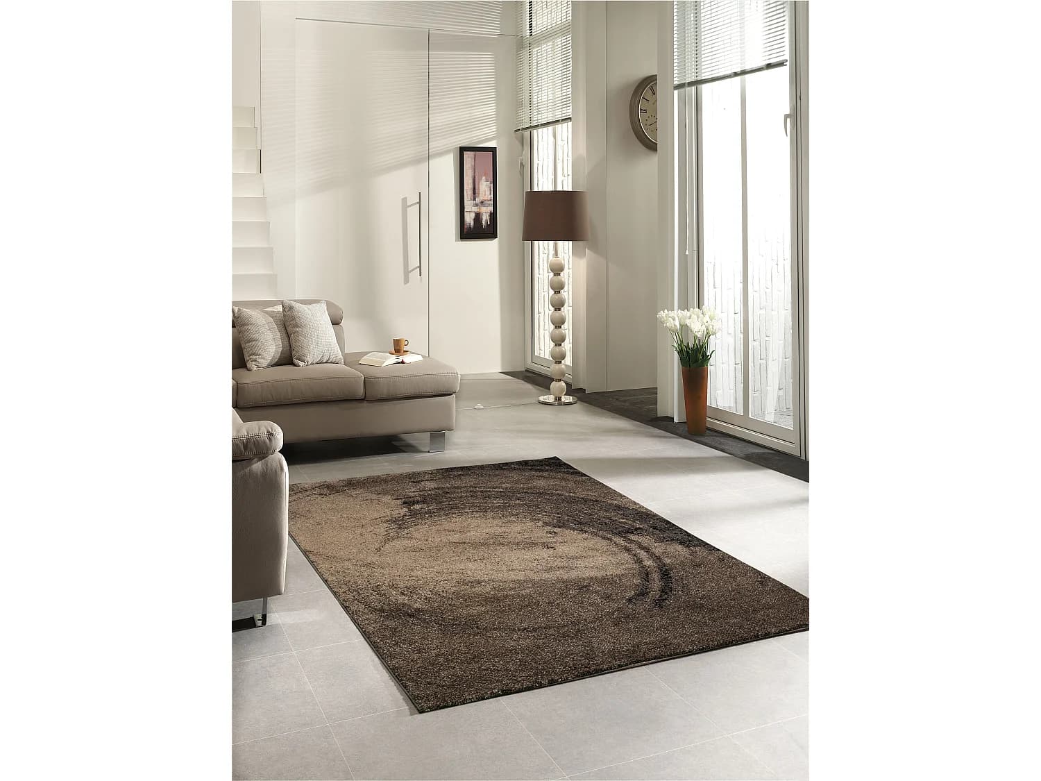 Tapis Marla Moderne Abstrait Design, Marron, 200x290 cm