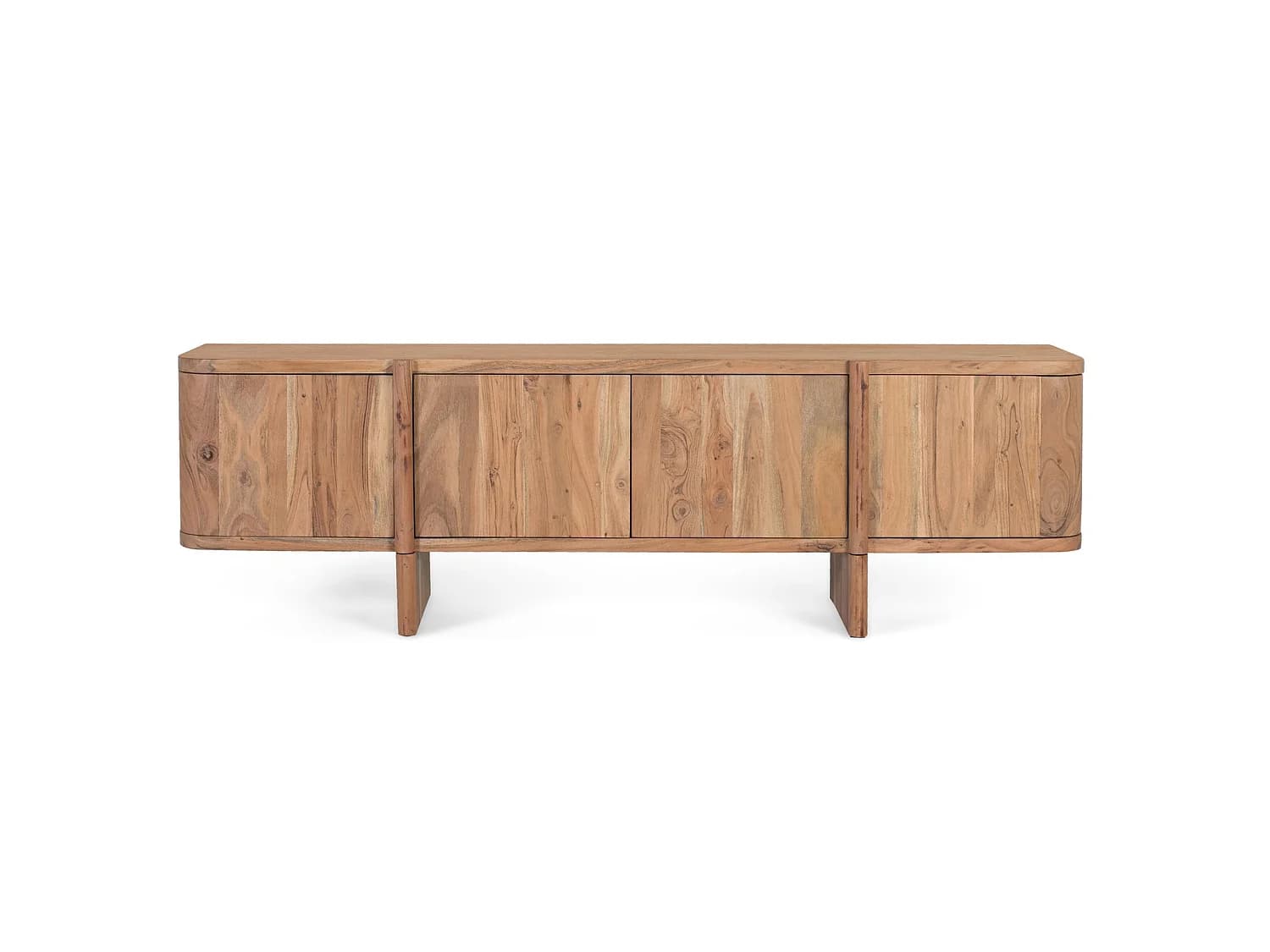 Meuble TV en bois d'acacia 170 cm, style rustique moderne - 51 x 170 x 40