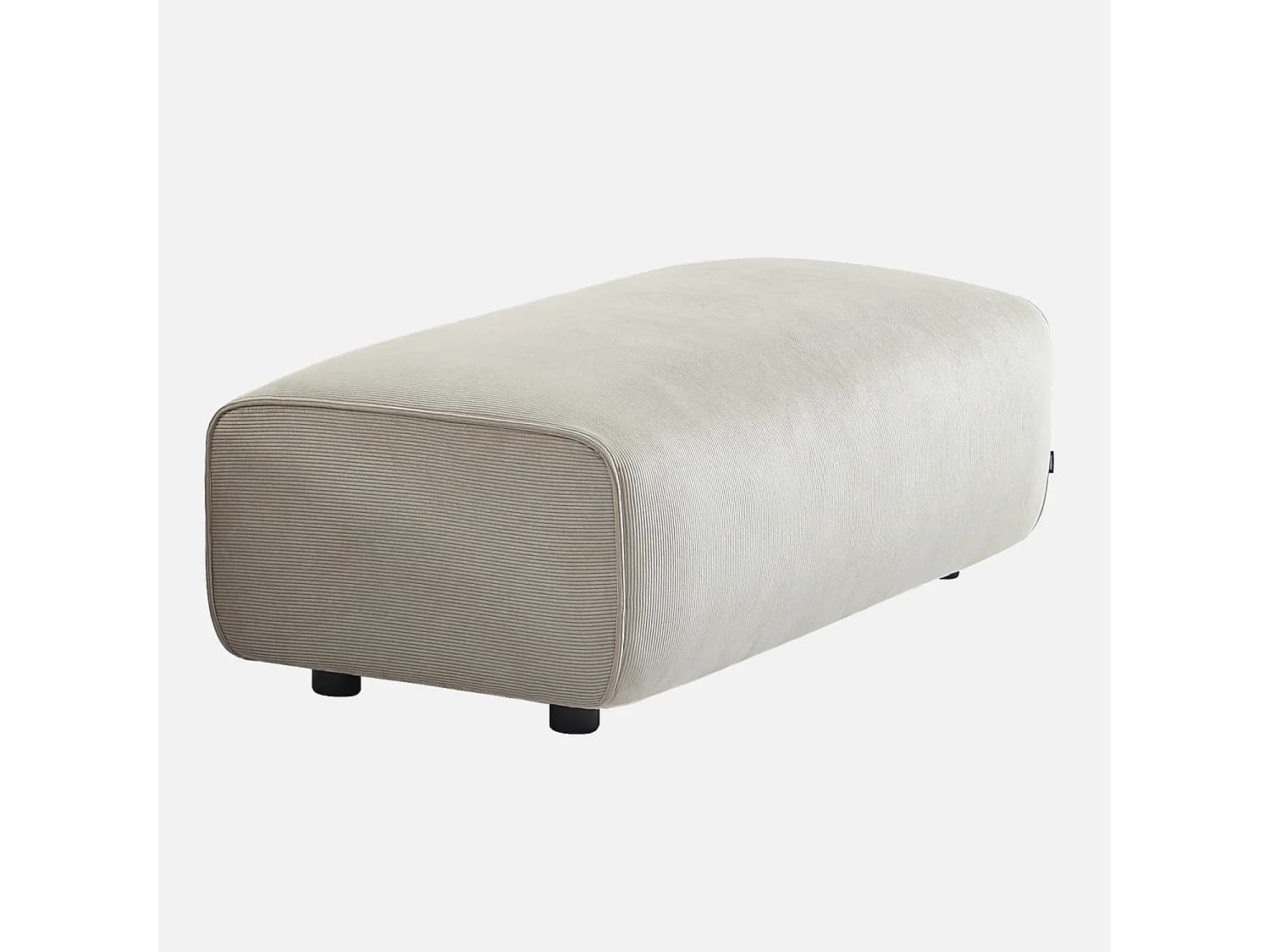 Pouf. module pour canapé. repose-pieds pour canapé d'angle 2 places en velours côtelé greige. L 123 x P 60 x H 41cm - Wallas