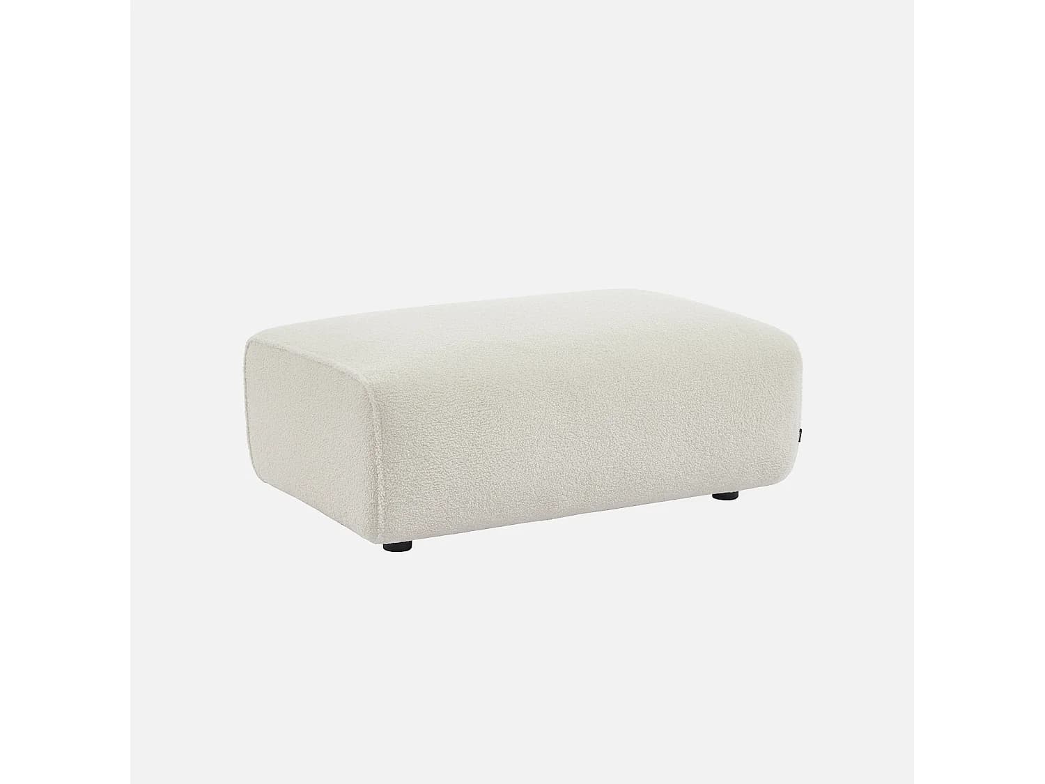 Pouf. module pour canapé. repose-pieds pour canapé 3 places en bouclette crème. L 102 x P 70 x H 41cm - Wallas