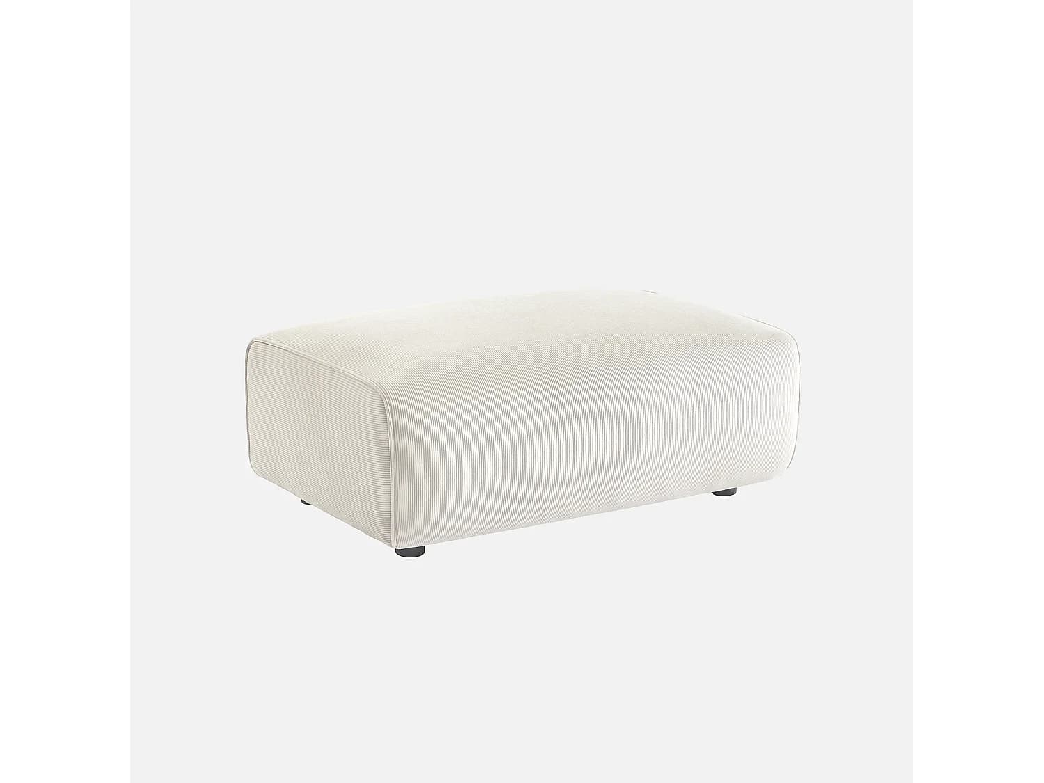 Pouf. module pour canapé. repose-pieds pour canapé 3 places en velours côtelé crème. L 102 x P 70 x H 41cm - Wallas