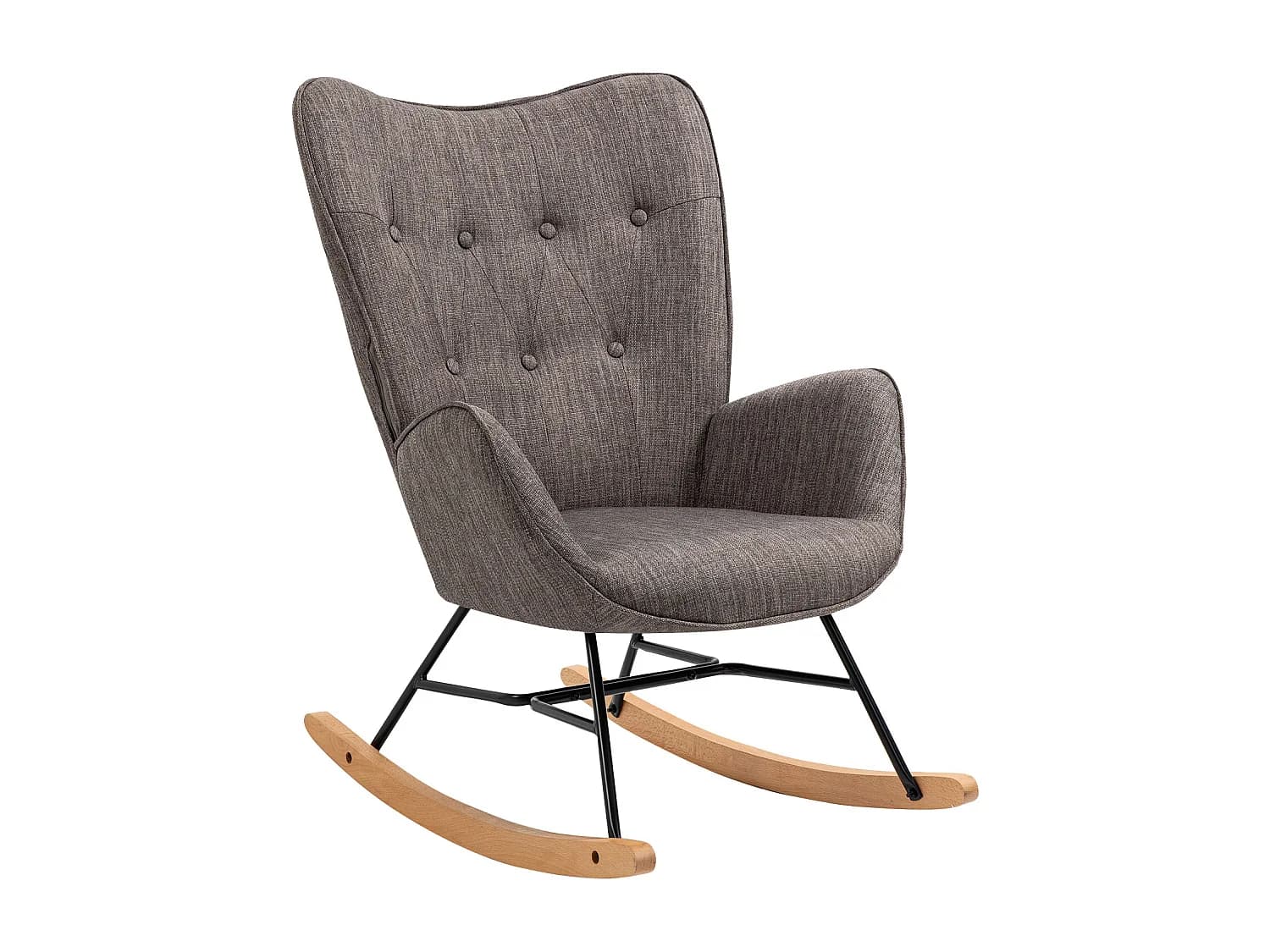 MEUBLES COSY Fauteuil à bascule allaitement rocking chair scandinave en tissu, chaise de loisir avec pieds en bois massif, Gris foncé