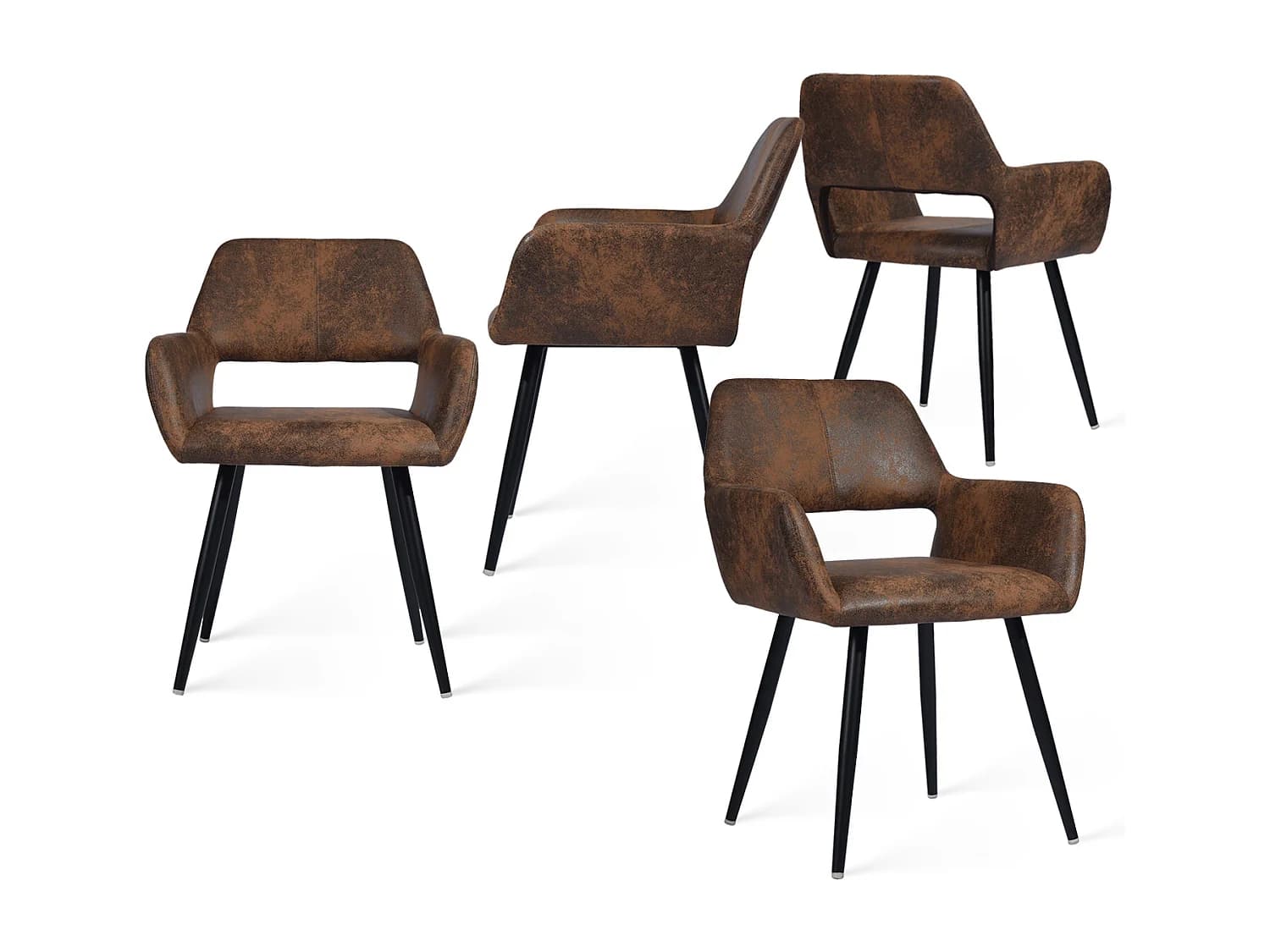 Lot de 4 Chaises de Salle à Manger Similicuir Pieds en métal 56x56x78cm