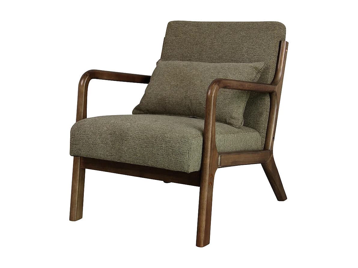 ZACK-Fauteuil en bois patiné noyer et tissu Trendy Sauge
