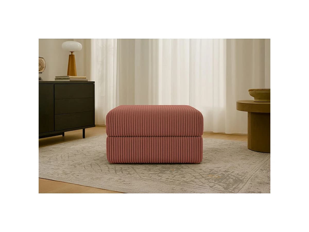 Pouf modulable et convertible - Velours côtelé XL - Terracotta