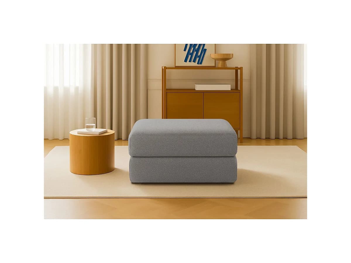 Pouf modulable et convertible - Tissu lisse - Gris