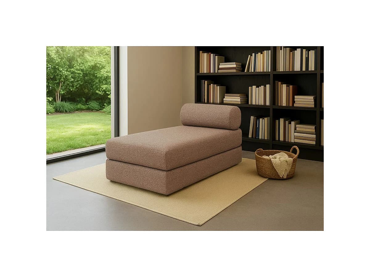 Méridienne modulable et convertible - Tissu tweed - Marron