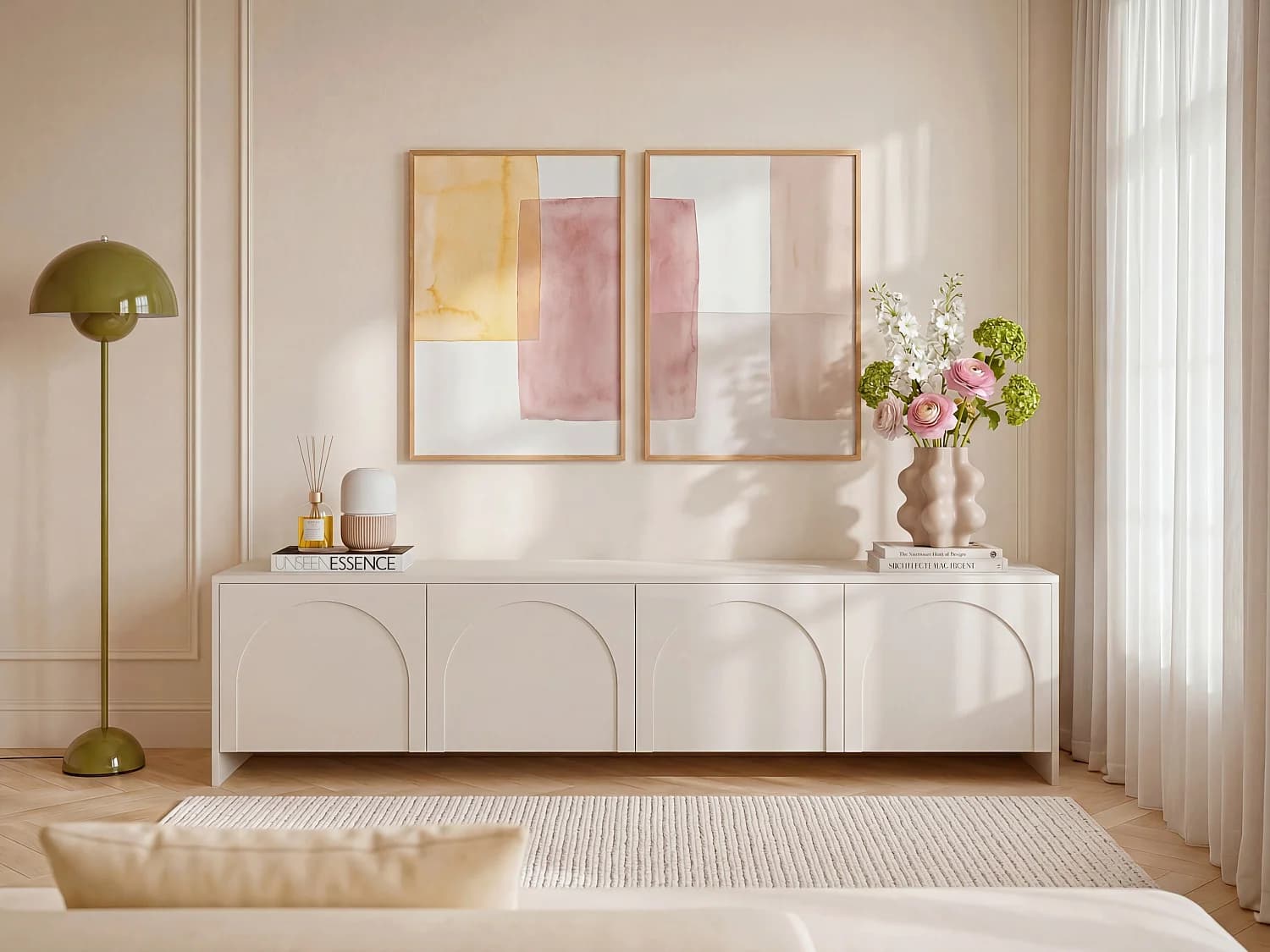 Meuble TV avec 4 portes - Beige - NALYRA de Maison Céphy