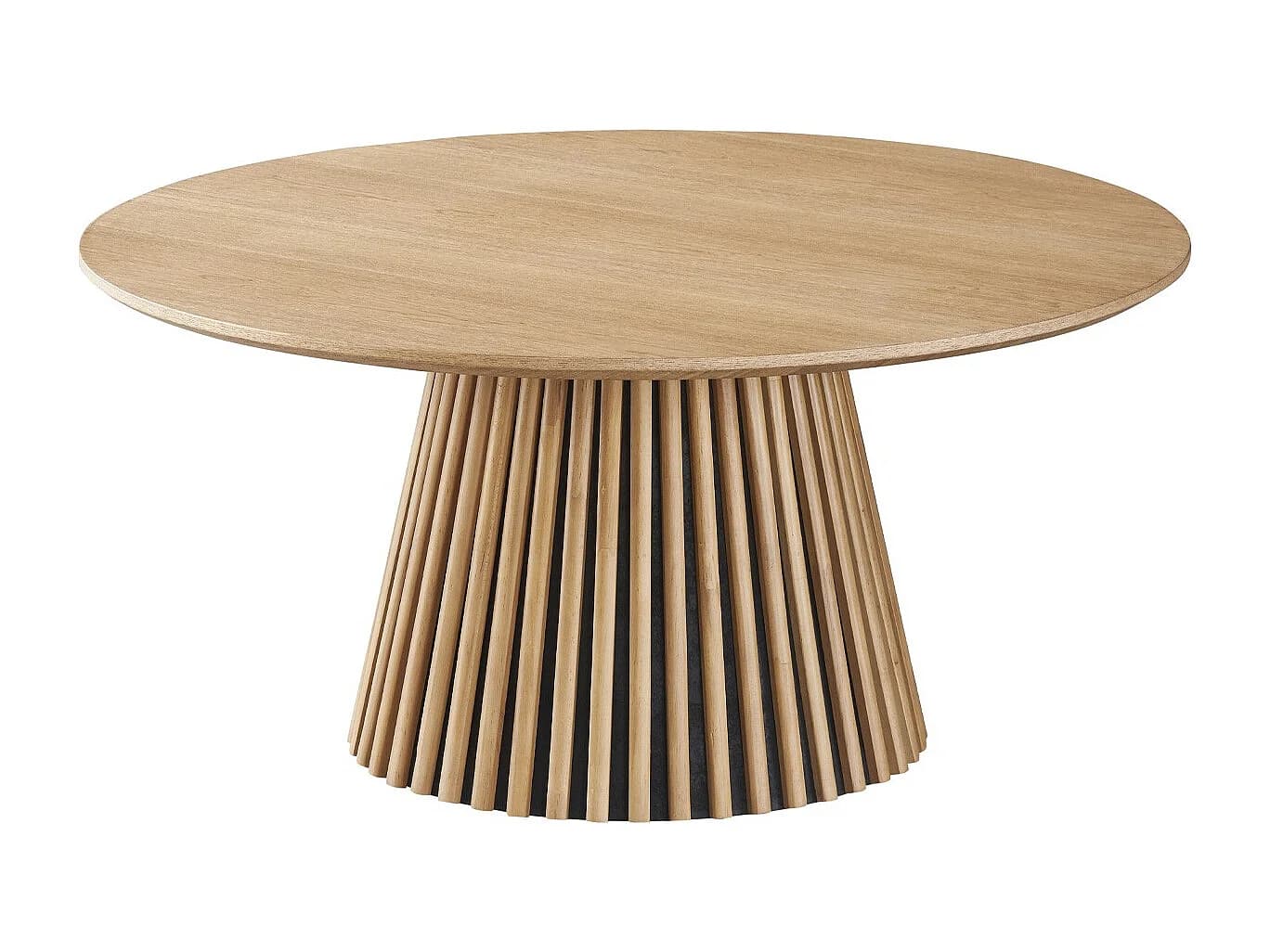 Table basse ronde en bois piètement cannelé Ø80 cm - Ada