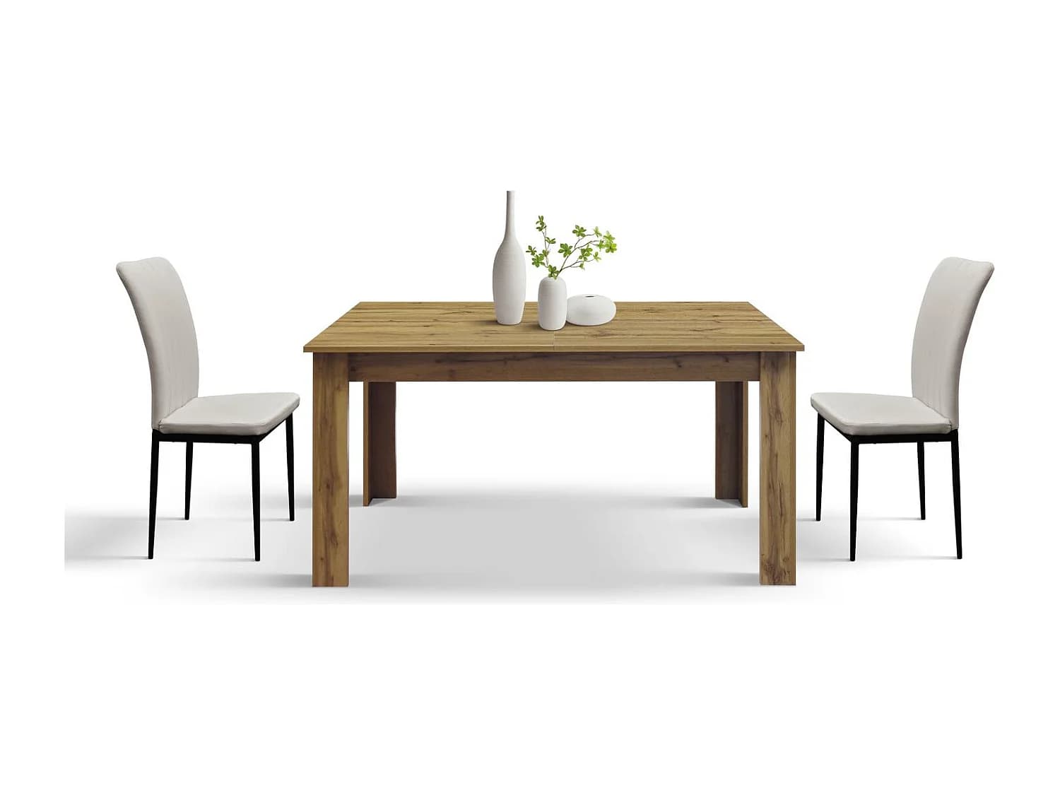 Table en bois, finition chêne rustique, extensible 140x80 cm - 180x80 cm - ZAGABRIA