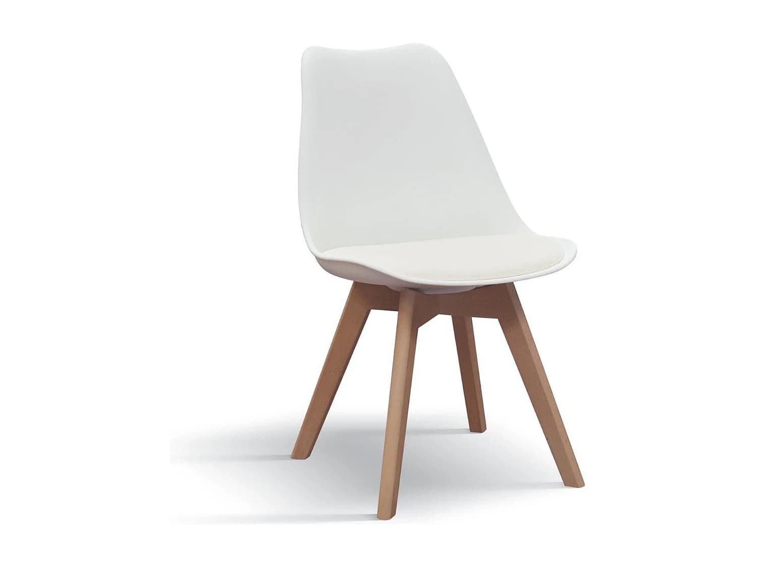 Lot de 4 chaises en polypropylène blanc, pieds en bois, 47x52x82 cm - WYNWOOD