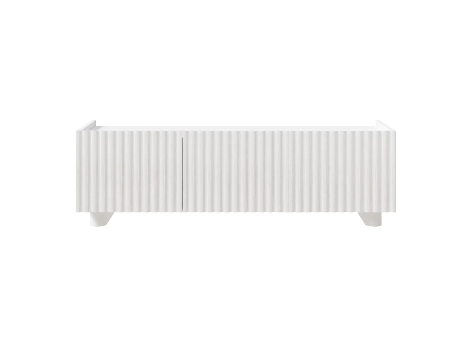 Meuble TV 3 portes – blanc brillant – 144 cm – FIORRA