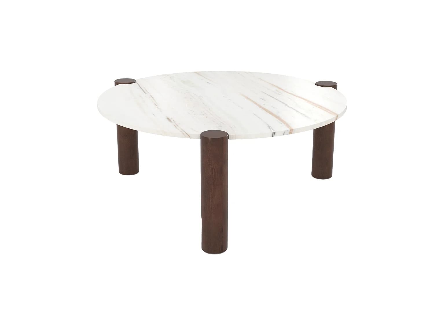 Table basse ronde en marbre et bois de manguier D86 cm - Pauline