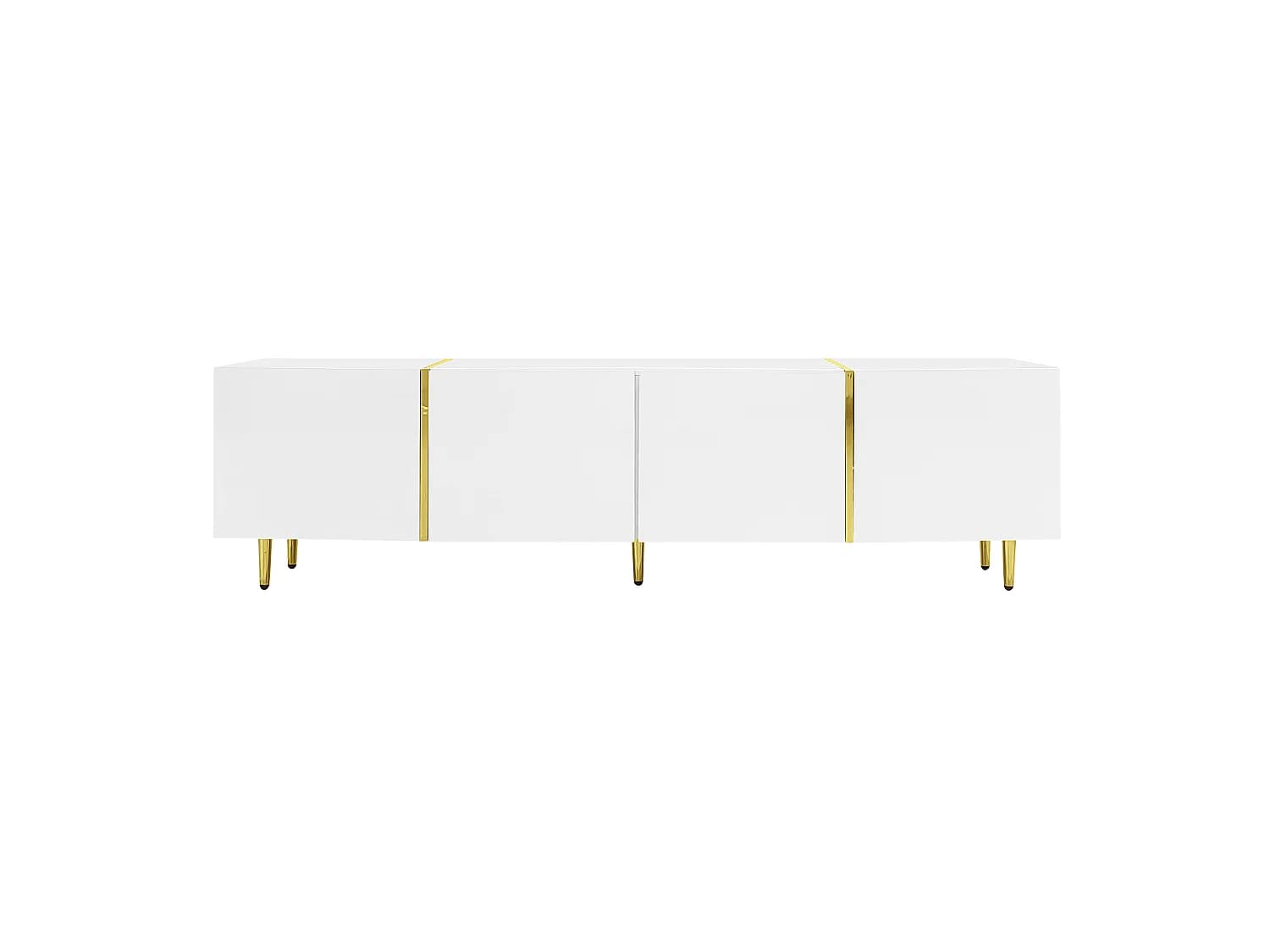 URBAN MEUBLE Meuble TV blanc laqué acents dorés, 4 portes
